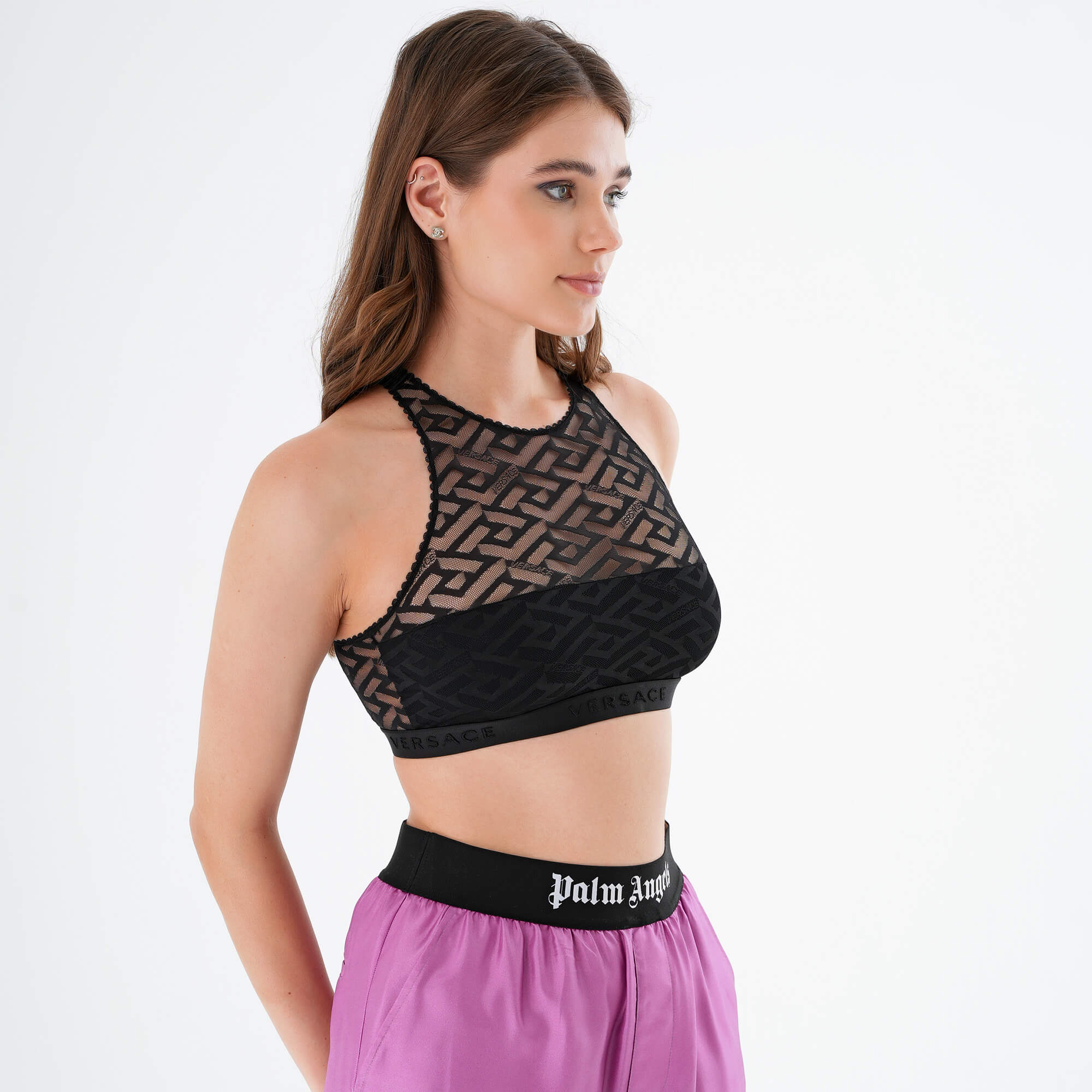 Versace - Black Lace Crop Top Size 3